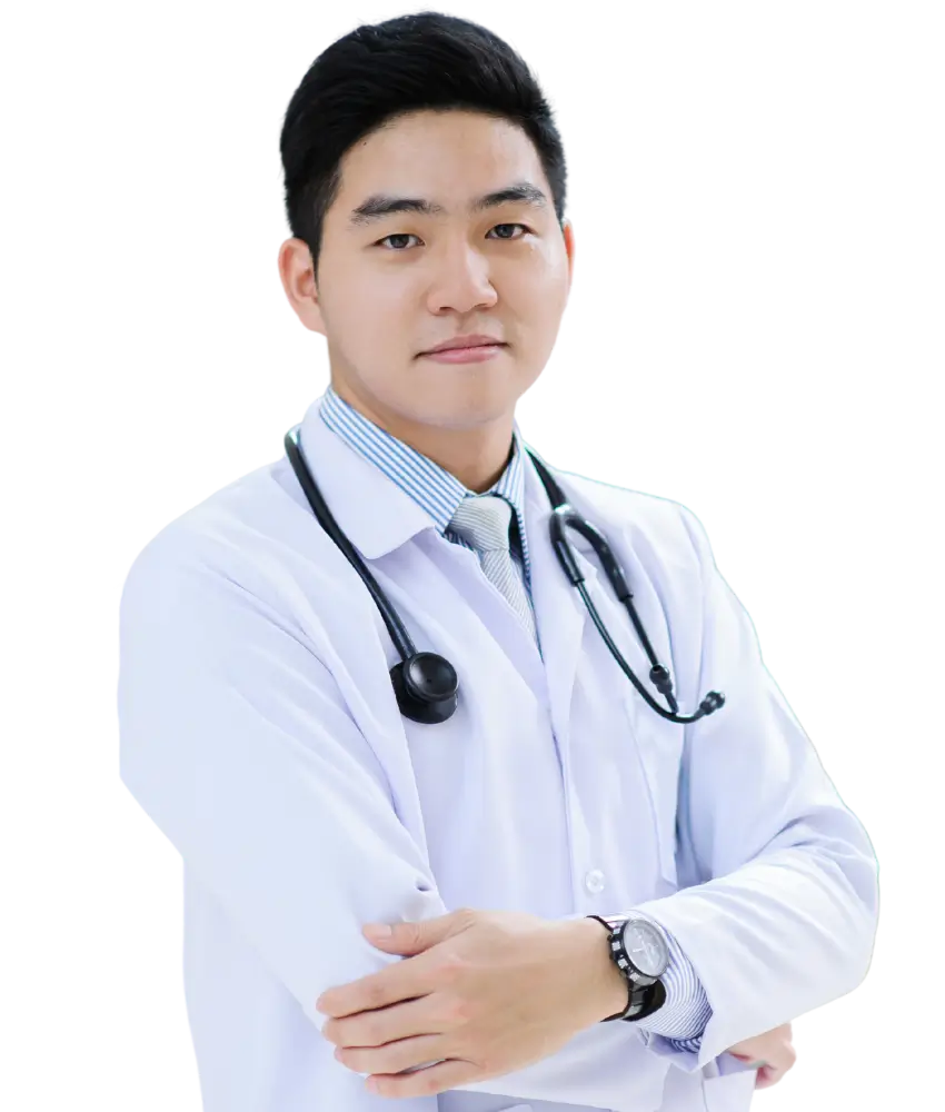 male doctor in a lab coat with a stethoscope