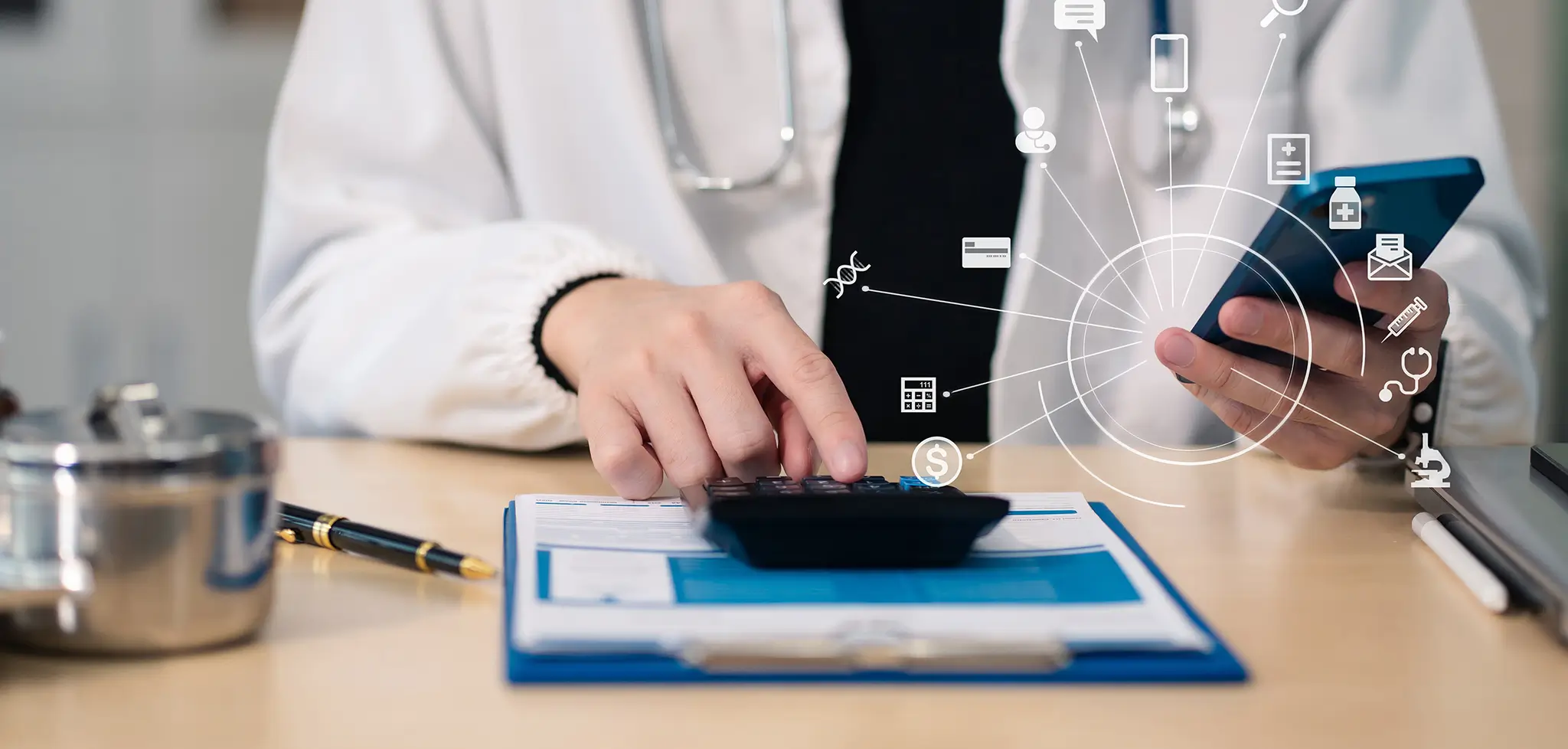 Calculating figures with a phone and calculator