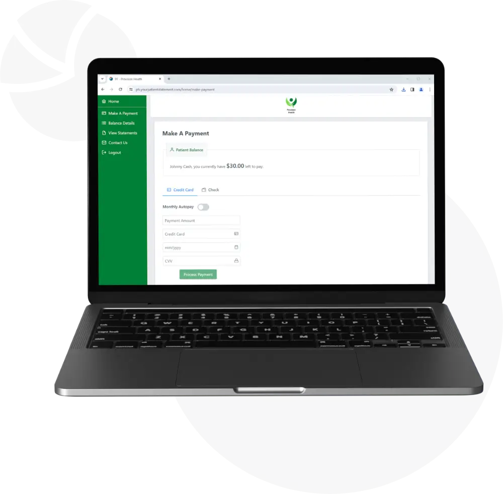 Patient-Pay Portal on Laptop